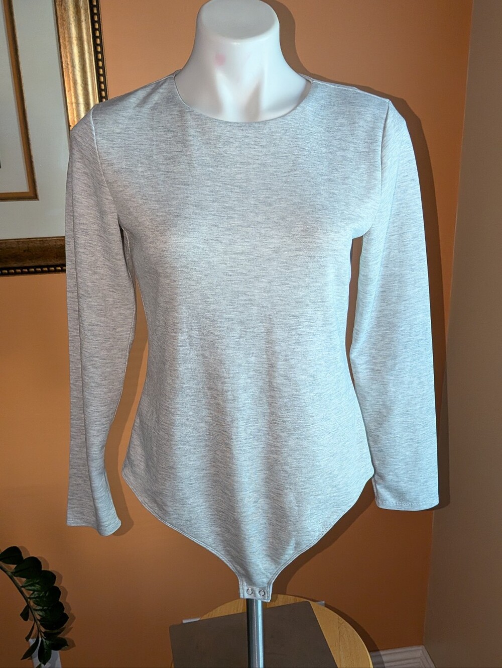 NEW Express Women's Body Suit Long sleeve heather grey